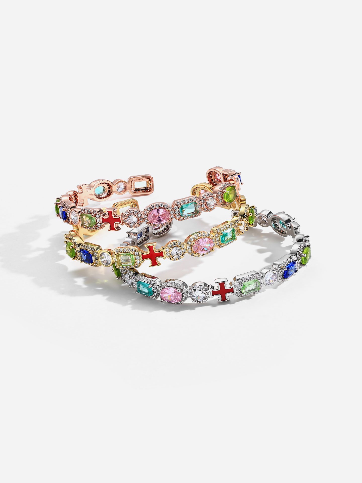 Gold Plated Brass Colorful Zircon Oil Drip Open Cuff Bracelet for Women - Image 2