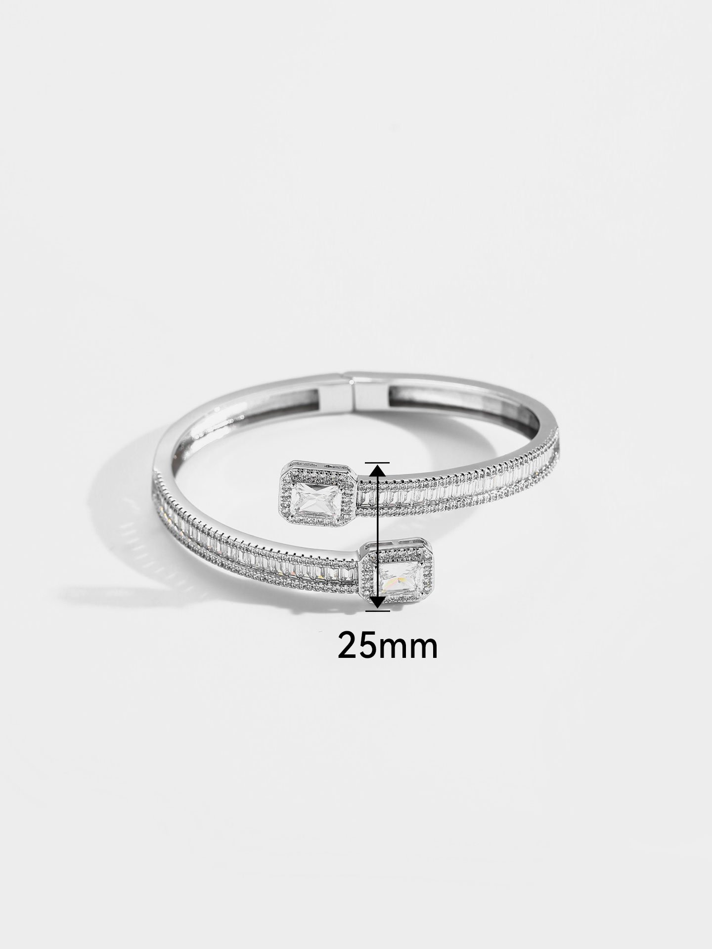 Luxury White Gold Plated Brass Open Cuff Bracelet for Women with Full Pavé Zircon Stones and Adjustable Design - Image 7