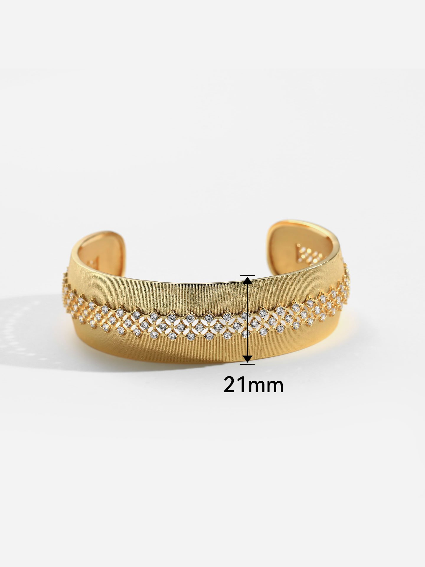 **Luxury 18K Gold Plated Brass Open Cuff Bracelet for Women with Sparkling Zircon Stones and Elegant Party Design** - Image 7