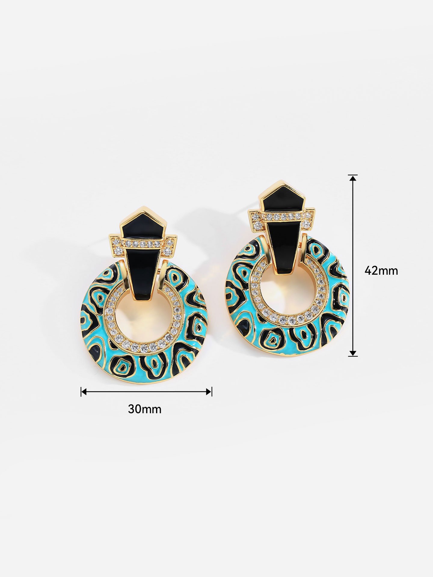 Luxury Vintage 18K Gold Plated Brass Oil Drip Custom Stud Earrings for Women with an Elegant Statement Design - Image 7