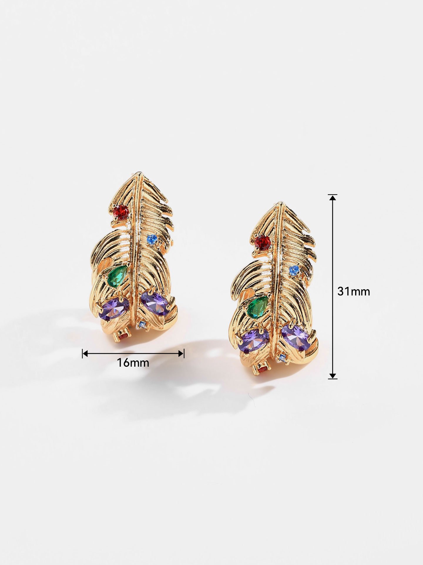 Elegant 18K Gold Plated Brass Feather Hoop Earrings for Women with Sparkling Zircon Stones and Customizable Party Design - Image 7