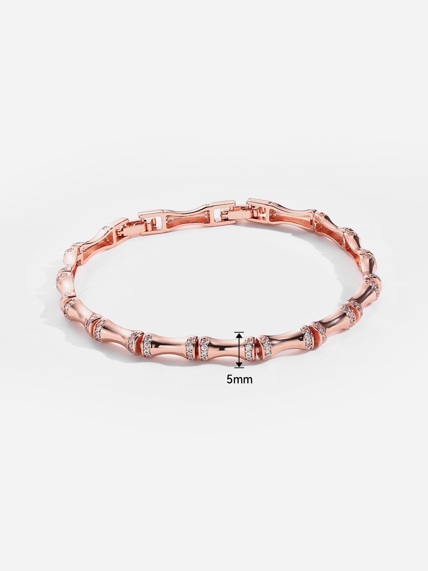 Modern Rose Gold Plated Brass Bracelet for Women with Sparkling Zircon Stones and Customizable Elegant Jewelry Design - Image 7